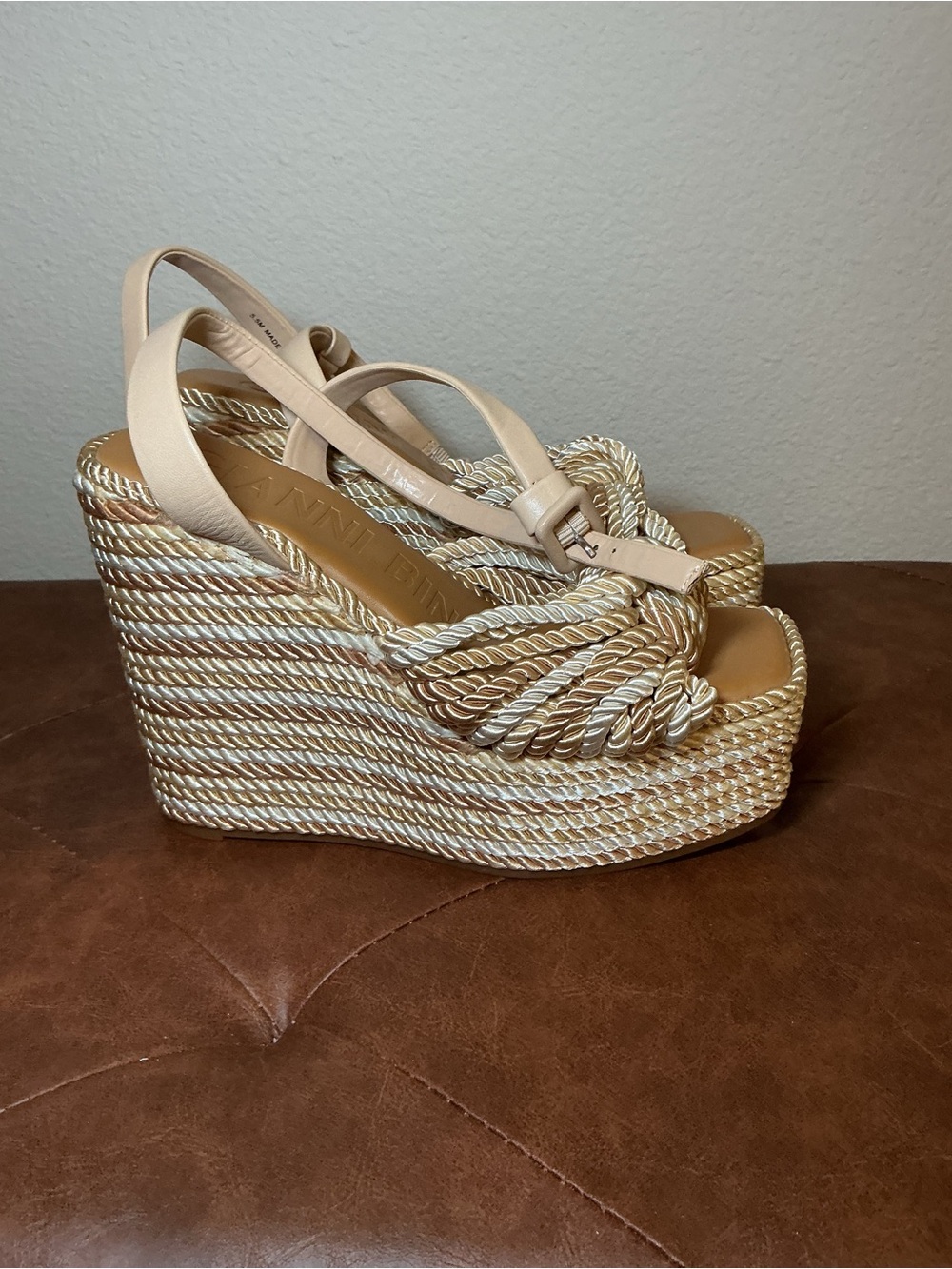 Beige Rope Wedge Sandals - Unknown Brand